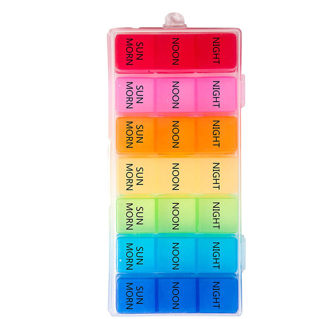 21 grid rainbow medicine pill box